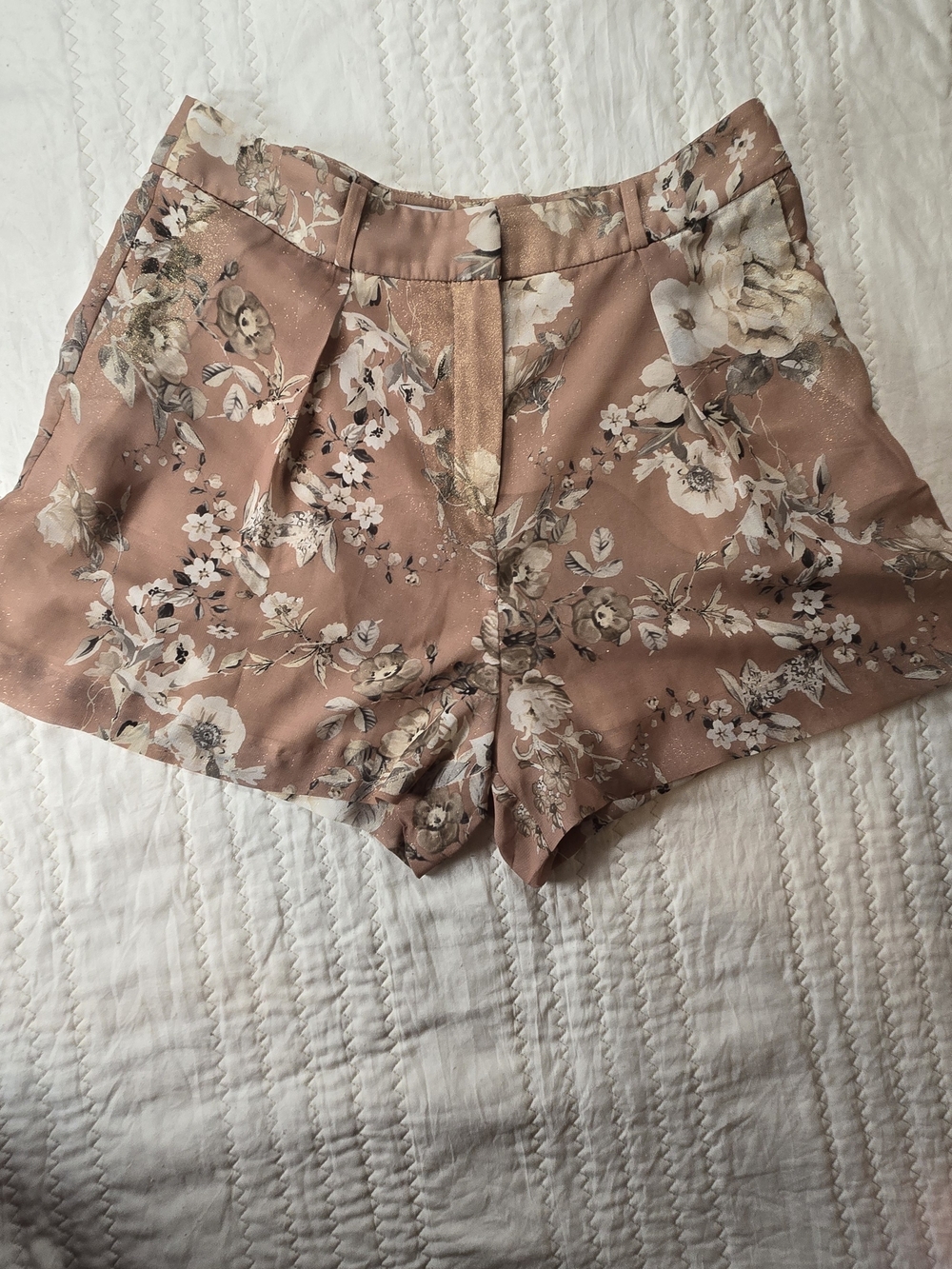 Mango Peach Floral High-Waist Women's Shorts